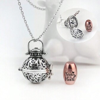 1pc Hollow Flower Urn Necklace For Ashes Forever In My Heart Memorial Locket Pendant Jar Ashes Keepsake Cremation Jewelry For Ashes For Women