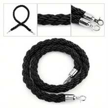 1.5M Twisted Queue Rope Barrier Post Stand Divider Crowd Control Stanchion For Clubs Hotel Bank Hospital (Black) - Black - View 1
