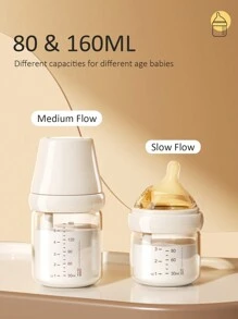 Glass Baby Bottle, Slow/Medium Flow Premium Glass Baby Bottles, Easy Switch Between Breast And Bottle, 0+ Months, Unisex, 1 Pack