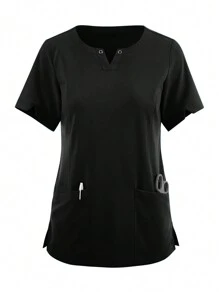 Conjunto de uniforme de mujer, uniforme de enfermera elástico y transpirable, uniformes para el trabajo - Negro - Ver 3