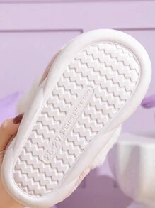 1 par de pantuflas para niños, lindas pantuflas de invierno de felpa para niñas para el hogar, zapatos de casa de princesa para niños pequeños