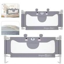 Froadp Fall Protection Bed Rail Baby Bed Rail With Adjustable Height Child Bed Rail For Toddler Beds, Parent Beds & All Mattresses Solid Wood Beds - Grey - View 1