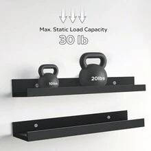 Small 16" Floating Shelves For Wall Décor Storage, Set Of 2, Wood For Bedroom, Living Room, Bathroom, Kitchen, Picture Ledge And Farmhouse