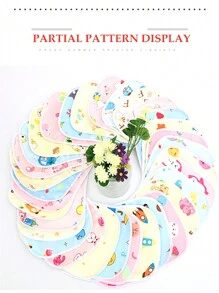 1/2/3pcs Pink Random Pattern Baby Cartoon Rabbit And Dinosaur Pattern Bibs, Suitable For All Seasons, Fashionable Pure Pink Baby Bibs, Suitable For Daily Dining, Baby Waterproof U-Shaped Snap Bibs, With Floral Crystal Velvet Fabric, Feeding Bibs - Pink-random Pattern - View 10