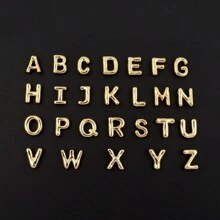 2pcs Set New Oversized Bubble Letter Gold Stainless Steel Lip & Neck Chain Necklace, For Women - Yellow Gold - View 4