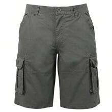 Pantalones cortos cargo para hombre, multibolsillos de algodón sólido, ajuste relajado, para uso al aire libre