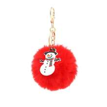 1/3/6 piezas Llavero con pompón de peluche lindo, variedad de estilos adecuados para Navidad, mochila de dibujos animados, regalos de fiesta, regalos festivos - Rojo - Ver 17