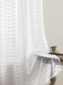 1 Tấm / 2 Tấm Rèm Vải Mỏng Bán Trong Suốt Kiểu Lưới, Rèm Bán Trong Suốt Đơn Giản Với Thiết Kế Đục Lỗ, Thích Hợp Để Trang Trí Phòng Khách, Ban Công và Phòng Ngủ, Rèm Phòng Khách, Rèm Phòng Ngủ, Rèm Bếp, Rèm Trang Trí Đa Năng. - trắng - Xem 2
