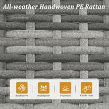 Revamped 7-Piece Modular Outdoor Wicker Sectional Set With Dark Grey Finish & Included Coffee Table For Porch, Balcony & Backyard - 藏蓝色 - 查看 7
