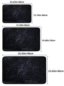 1pc Modern Style Leaf Pattern Carpet, Polyester Rectangle Water Absorption Floor Mat For Living Room Home Decoration Home Bathroom Decor Bath Rug Outdoor Rug Door Mat Fall Decor Bathroom Accessories Back To School Entryway Decor - Black - View 2