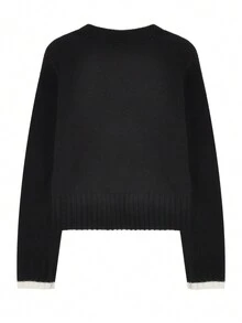 新款女士秋冬袖口白色拼布开衫（不含内衣）