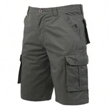 Pantalones cortos cargo para hombre, multibolsillos de algodón sólido, ajuste relajado, para uso al aire libre