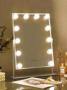 FENCHILIN Vanity Mirror With Lights Makeup Mirror With Lights 12 LED Bulbs Lighted Holly Wood Mirror Light Up Vanity Mirror 360° Rotation 3 Color Lighting Modes 10X Magnifying Dressing Table Mirror - White - View 2