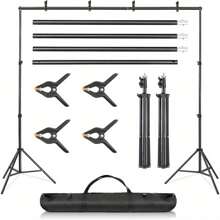 Adjustable Backdrop Stand Kit - 2 * 3m (6.5 * 9.8ft) Photo Background Support System With Carrying Bag And 4 Clamps - Ideal For Photography And Video Studio - 6.5 * 9.8ft - View 1
