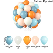 橙色和蓝色气球，橙色马卡龙橙色复古海蓝色白色气球适用于生日、淋浴、毕业典礼、订婚派对装饰、蓝色生日装饰、派对用品、蓝色派对用品、格子气球、海洋派对装饰、海洋生日派对装饰 - 灰塵藍橙派對套 - 查看 5