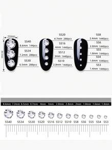 Ss3 Ss4 Ss5 Ss6 Ss8 Ss10 Ss12-Ss40 Đá pha lê phẳng không cần cố định nóng màu sắc cho móng tay, dùng cho nghệ thuật làm móng 3D, trang trí đá quý, đồ thủ công tự làm, đồ trang sức, phụ kiện làm móng, đồ dùng làm móng, móng tay, đồ trang trí móng tay - trắng - Xem 3