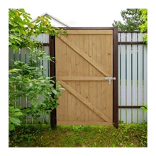 LIVINGANDHOME Living And Home Pine Wood Garden Gate With Latch - Natural - View 1