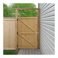 LIVINGANDHOME Living And Home Pine Wood Garden Gate With Latch - Natural - View 2