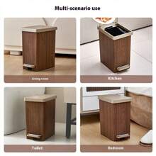 1 pieza Cubo de basura con diseño de grano de madera para uso doméstico, contenedor de basura de alta gama sellado con tapa y diseño de doble apertura para la cocina y el baño, almacenamiento de cocina, organizador de cocina, artículos de almacenamiento, decoración del hogar, regalos de Navidad, regalos para el hogar, decoración de habitaciones