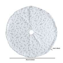 1 件圣诞树裙节日装饰圣诞装饰圣诞树裙金箔羽毛树围裙氛围可重复使用 - 彩色 - 查看 3