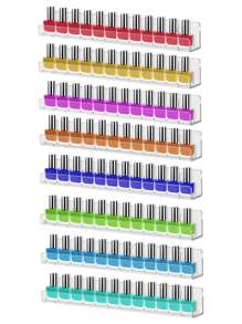 8pcs 12-Inch Clear Acrylic Nail Polish Rack, Wall-Mounted Nail Polish Storage Box And Display Shelf - Clear - View 5