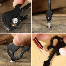 1pc Multifunctionele Draagbare Gitaarvormige Flessenopener, Met Liniaal, Moersleutel, Camping Survival Noodgereedschap, Aanpasbare Naam, Kerst-/Feestcadeau, Kerstcadeaus, Vrolijk Kerstfeest