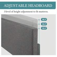 HOOMIC Upholstered Bed Frame With Adjustable Headboard, Beige/Black/Dark Grey/Light Grey - Soft Linen Fabric & White -  Premium Faux Leather, Full/Queen/King Size, Strong Supporting Structure, Noise-Free, No Box Spring Needed, Easy Assembly * Bed Frame Queen Queen Bed Frame Bed Frame Full Full Size Bed Frame King Size Bed Frame Twin Bed Frame Room Decor Home Decor Christmas Decor Bedroom Decor Valentine Day Decor Storage Living Room Decor Furniture House Decor