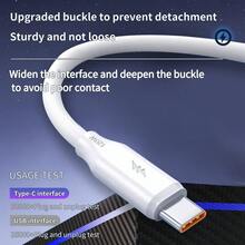 6A Thick 120W USB Type C Data Cable, Super Fast Charging, Compatible With Computers, Vivo, OPPO, Honor, Phones - White - View 4