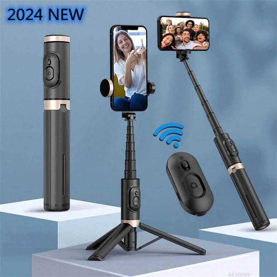 2025 NEW Bluetooth Selfie Stick Foldable Wireless Tripod With Bluetooth Shutter Monopod Live Photograph Compatible With Iphone