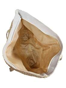 Straw Style Tote Bag Ideal For Beach Trips - 紫丁香色 - 查看 5