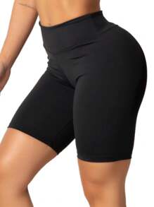 Women's Suplex Bermuda Shorts, High Waist, Thick Girl - màu đen - Xem 3