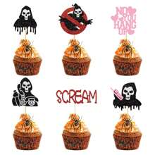 1 套万圣节主题蛋糕装饰，包括闪亮的 Boo House、南瓜、蝙蝠杯蛋糕装饰、尖叫杯杀手蛋糕装饰、女巫帽蛋糕装饰，适合万圣节派对、圣诞节 - 多色 - 查看 1