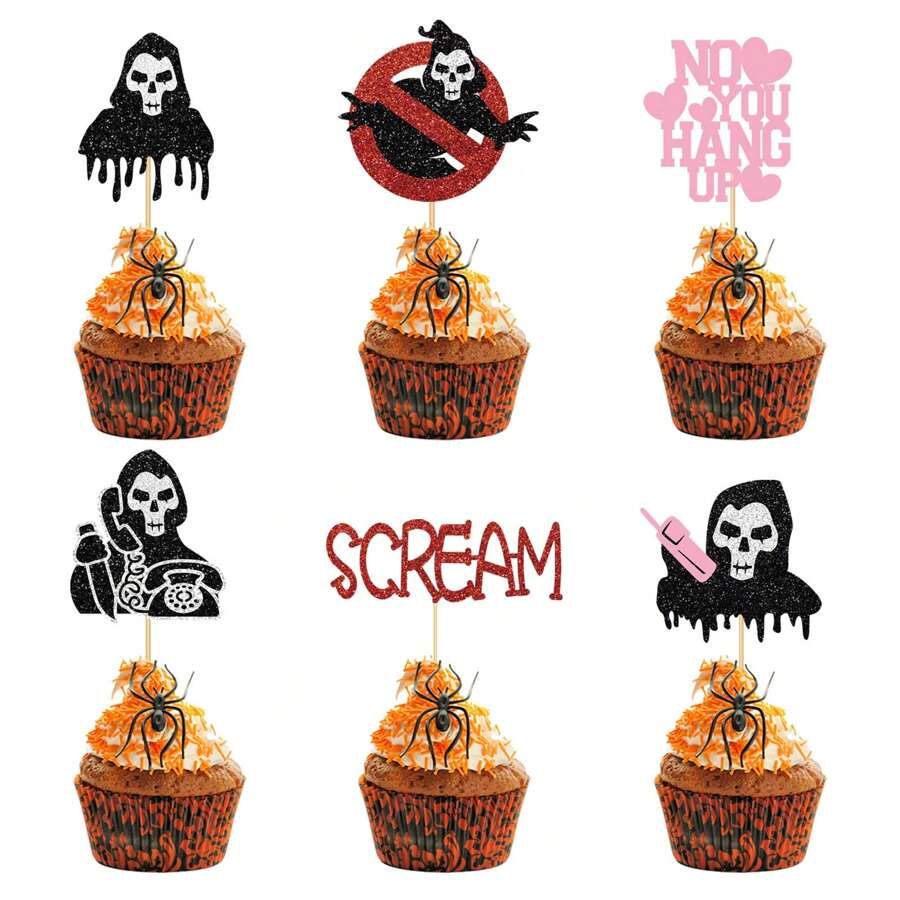 1 套万圣节主题蛋糕装饰，包括闪亮的 Boo House、南瓜、蝙蝠杯蛋糕装饰、尖叫杯杀手蛋糕装饰、女巫帽蛋糕装饰，适合万圣节派对、圣诞节 - 多色 - 查看 1