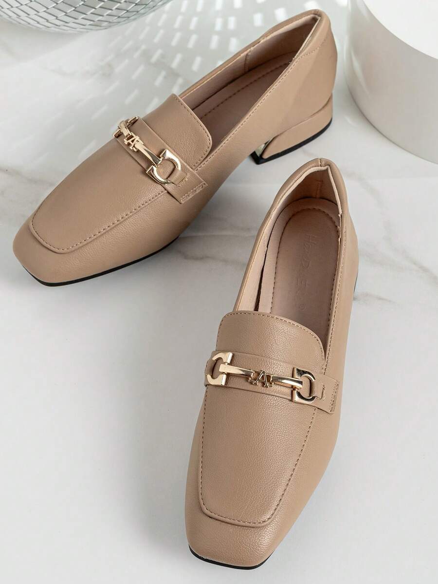 Ladies' Flat Sole Shoes Loafers Shoes Women's Center Heel 2024 Spring And Autumn Versatile Square Toe Small Leather Shoes Women's Thick Heel British Style Shoes Women's Shoes - Brown - View 1