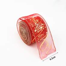 1 buc Panglică din satin de Crăciun, realizată manual, cu fundă decorată, decorațiuni de Crăciun, ambalaje pentru cadouri, accesorii pentru petreceri, pungi elegante de cadouri de sărbători și decor pentru pahar de vin, Crăciun