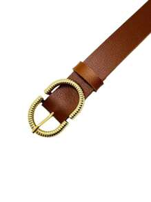Fashion Women's Thin Belt With Inverted Buckle Worked - Diva - Camel - Ver 2