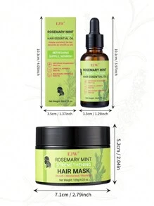 2 件迷迭香薄荷强化护发套装：护发精油和发膜 - 滋养、软化、强效保湿和柔顺 - 非常适合受损或干燥的头发 - 墨綠色 - 查看 10