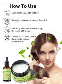 2 件迷迭香薄荷强化护发套装：护发精油和发膜 - 滋养、软化、强效保湿和柔顺 - 非常适合受损或干燥的头发 - 墨綠色 - 查看 6