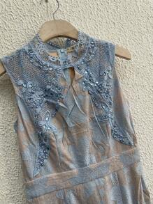 LACE DRESS - Màu xanh lam - Xem 2