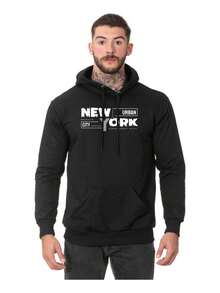 Men's Sweatshirt Kangaroo Cold Weather Top New York Urban - màu đen - Xem 1