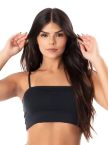 Women's Casual Cropped Top With Thin Straps - 黑色 - 查看 1