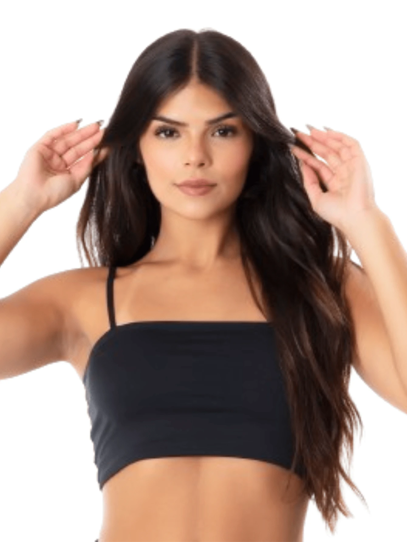 Women's Casual Cropped Top With Thin Straps - 黑色 - 查看 1