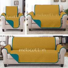 Set Of 3 Living Room Protectors - Double-Sided Quilted - Mustard Yellow - View 1
