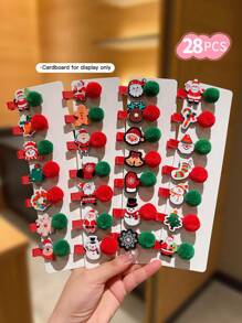 7/14/21 件儿童圣诞发夹，配可爱毛绒球 - 彩色 - 查看 1