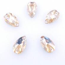 Slim Water Drop Shape Glass Multi Colors Shape Shiny Handmade Sewing Crystal Hand Sewn Rhinestone  Decoration Beads Flat Back With Holes Gems DIY Accessories Sew On Stones Strass For Decorating Clothes, Dress, Bags, Shoes, Brooches, Earrings, Handicrafts - Multicolor - View 20