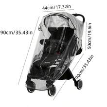 Universal Stroller Rain Cover - Waterproof & Windproof Travel Weather Shield, Thick & Durable, Dust & Snow Proof, Breathable Mesh For Clear View