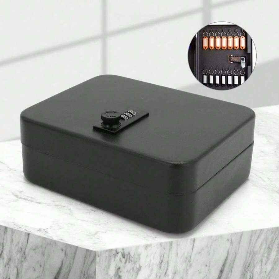Key Wall Mounted Key Cabinet With Combination Lock Outdoor KeyCabinet Lockbox For Home Office Storage For Up To 20 Keys (Black) - Black - View 1