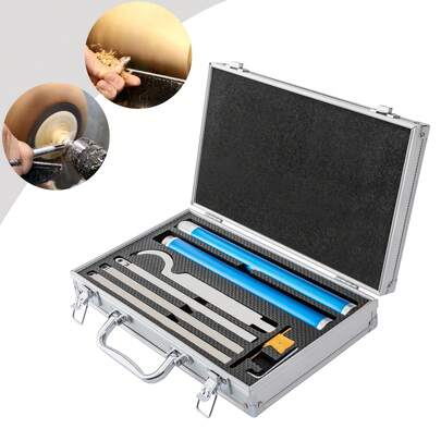 8Pcs Wood Turning Chisels Lathe Woodturning Carving Woodworking Hand Tool Set Carbide Tipped Lathe Tools Rougher Turning Chisels Set Carbide Tipped Wood Turning Lathe Tools Set, With Carbide Cutters, Removable Alloy Handle, And Aluminum Carry Case For Craft DIY Hobbyists