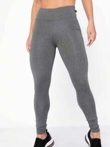BASIC BLACK PLUSH LEGGINGS, WOMEN'S FLANNEL LEGGINGS, HIGH WAIST, IDEAL FOR PILATES, GYM, SPORTS GYMNASTICS - Xám - Xem 4