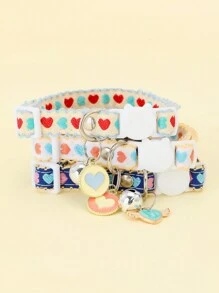 1pc Embroidered Fruit (Apple/Cherry) Pattern Pet Collar With Bell For Cats And Small Dogs, Adjustable With Buckle - Multicolor - View 7